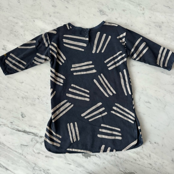 Bobo Choses 4-5Y Scratches All Over Long Sleeve Fleece Dress Navy Blue - Picture 4 of 5